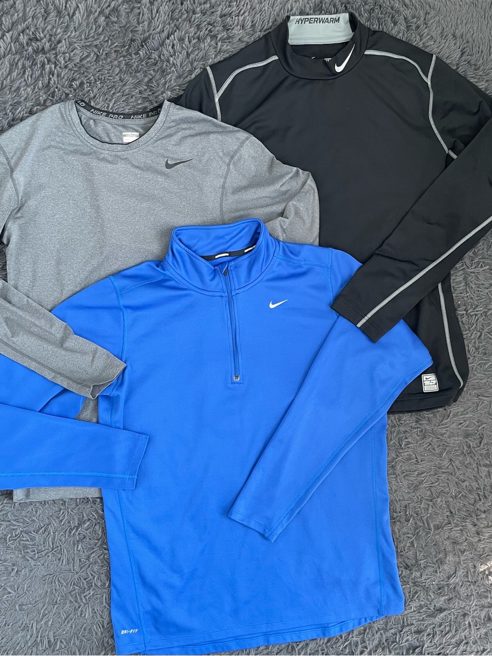Men Size Large Nike Pro Combat Dri-FIT Hyperwarm Long Sleeve Shirt Bundle